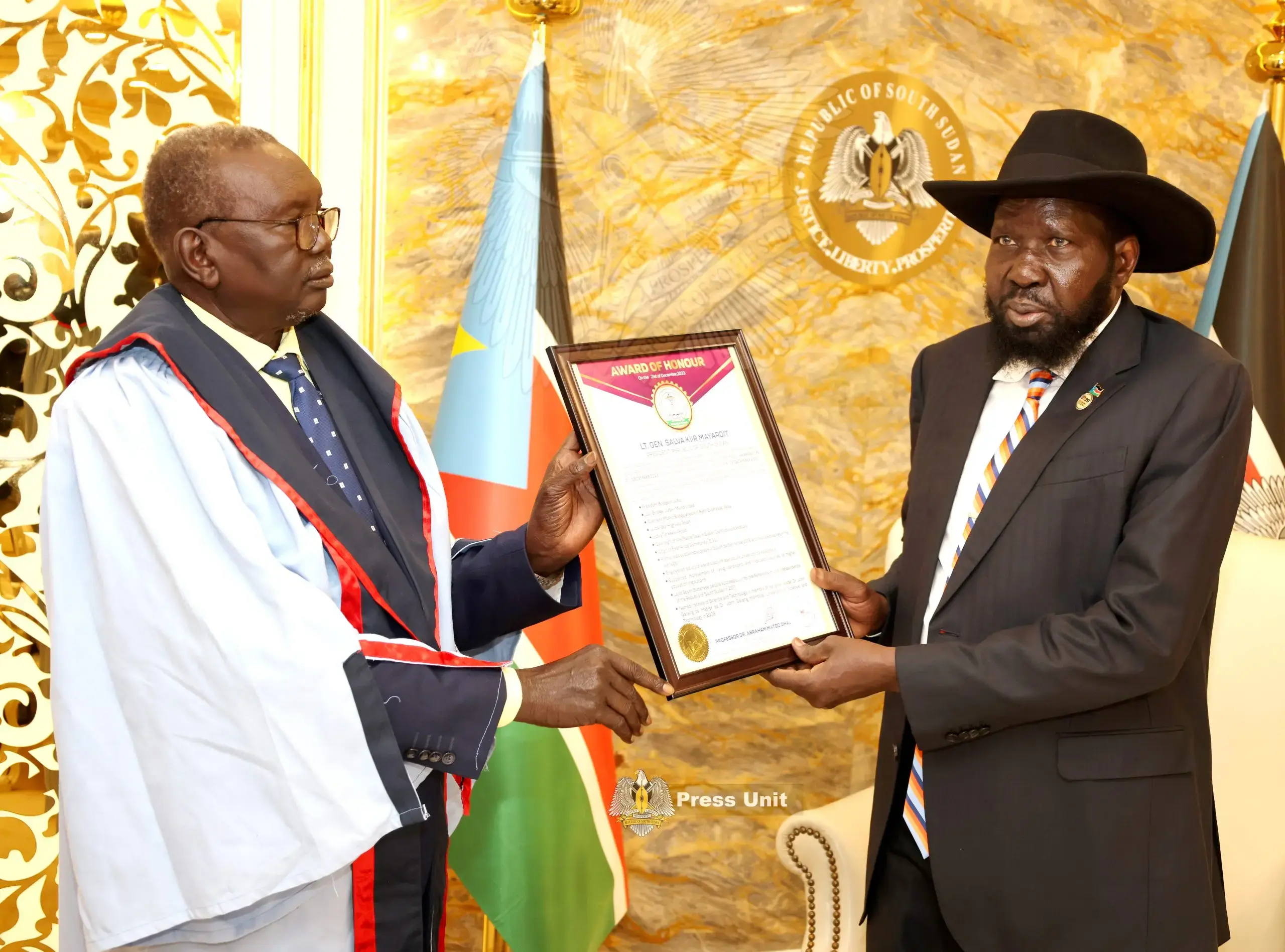 President Kiir Honoured by Management of Dr. John Garang Memorial University