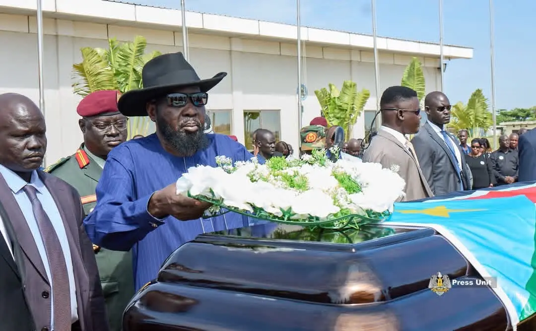 President Salva Kiir Mayardit Bids Farewell to the Body of the Late Former Chief Justice Ambrose Riny Thiik
